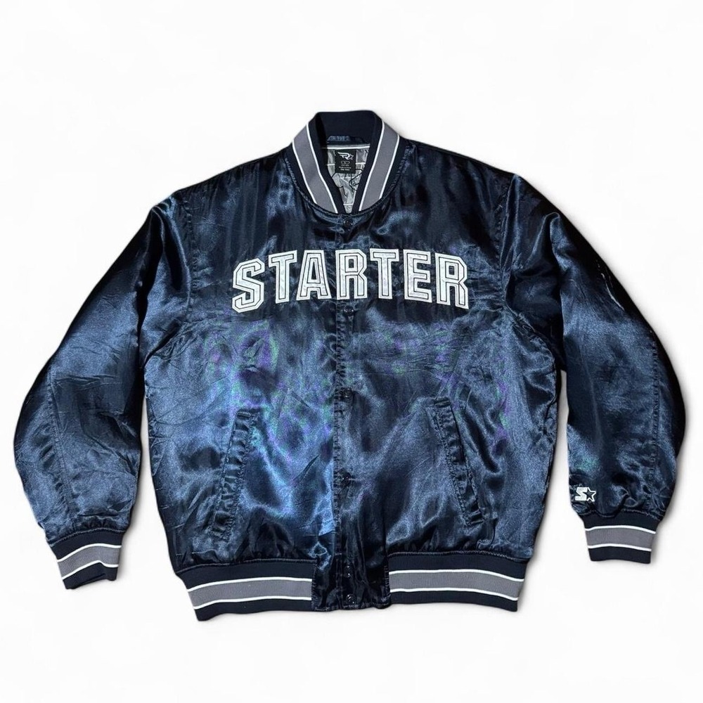 Vintage Y2K Tony Romo Dallas Cowboys Navy Blue Satin Starter Bomber Sport Jacket